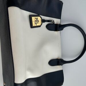 Ralph Lauren Elegant Black and Cream Tote